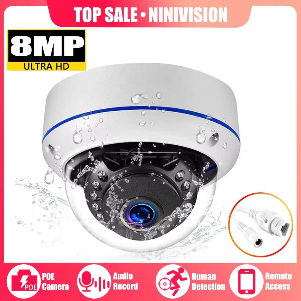 

4K 8MP Dome Outdoor POE IP Camera Built in Microphone Audio CCTV 5MP 4MP Home Security Camera Night vision IP66 Waterproof H.265