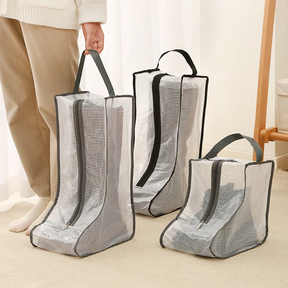 Saco de armazenamento de bota de sapato transparente à prova de poeira botas curtas altas sacos portátil à prova dwaterproof água protetor de sapato organizador para viagens diariamente
