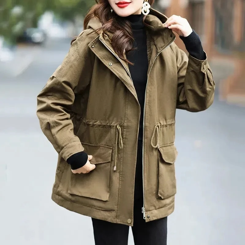 NewWinter Moda Cappotto Parka Donna Velluto e addensato Casual Allentato con cappuccio a maniche lunghe Giacca imbottita in cotone Cappotto femminile