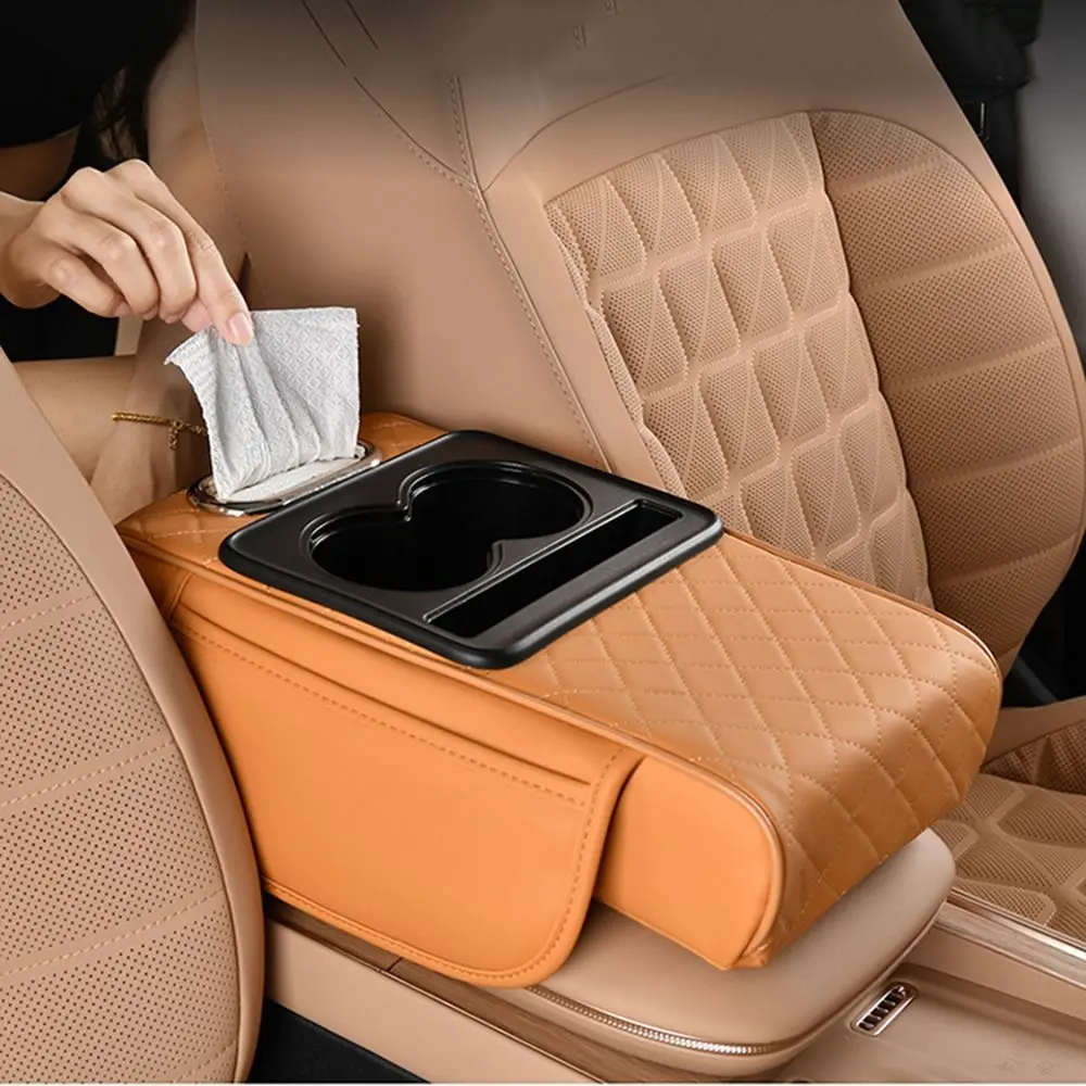 

Cup Holder Armrest Heightening Cushion Large Capacity Side Storage Pockets Armrest Storage Organizer Box Waterproof Tissue Box