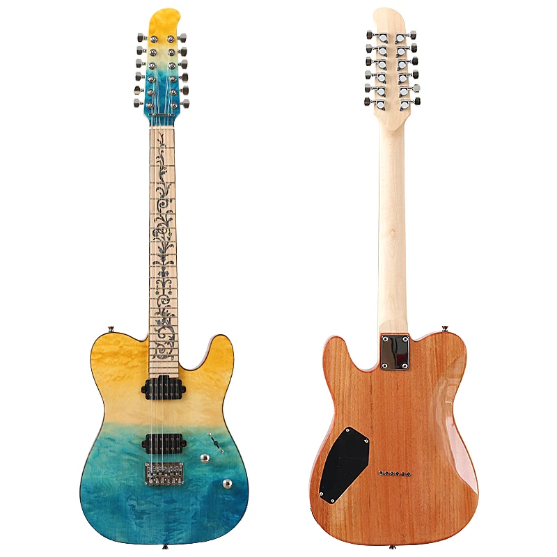 Gradient Color 12 Strings Electric Guitar 39 Inch High Gloss Electric Guitarra Solid Okoume wood Body Fast Delivery