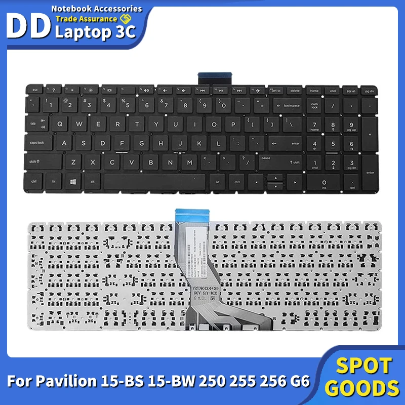 

Новая клавиатура для ноутбука HP Pavilion 15-BS 15-BW 15-DY 15-DW 15-CS 15-CC 250 255 256 G6, сменная черная клавиатура с американской раскладкой