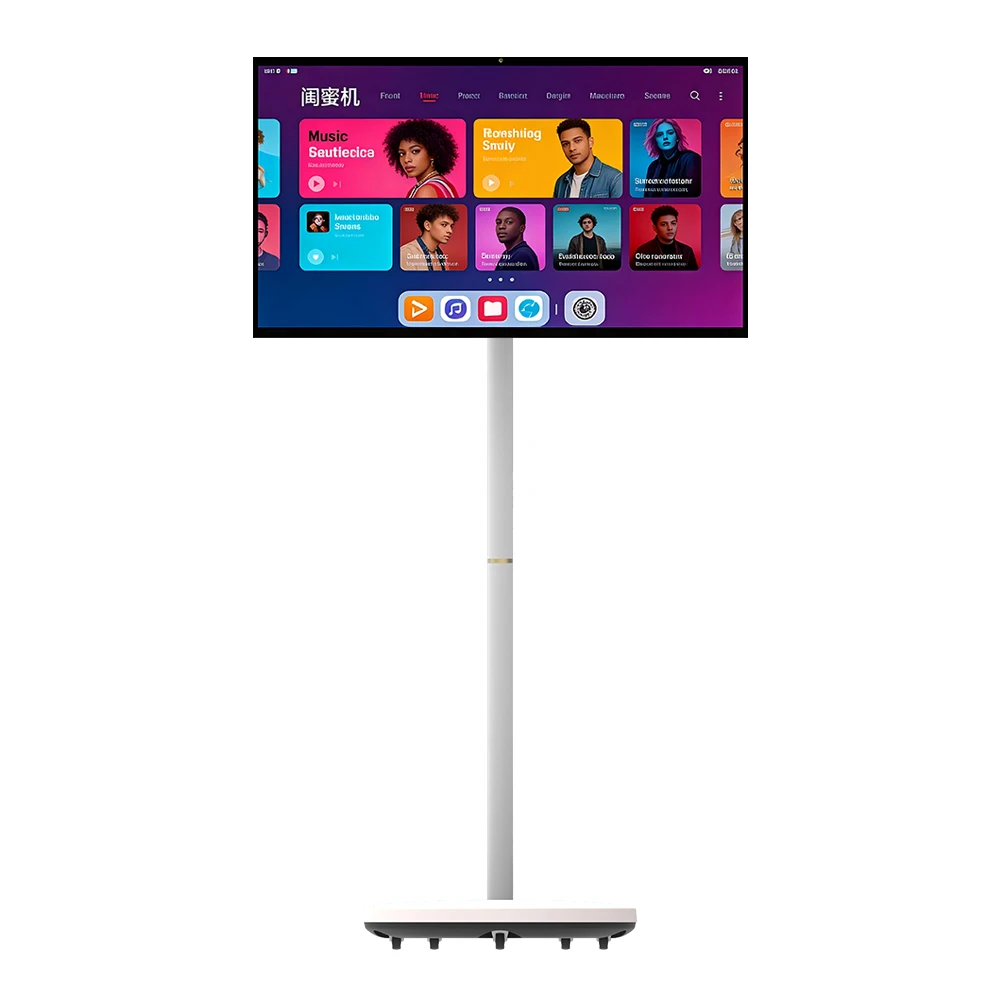 Televisor LED Blanco de 32 Pulgadas con Pantalla Táctil Inteligente, Sistema Operativo Android, 8GB+128GB de Almacenamiento, Soporte Giratorio, Televisor Portátil para Baño