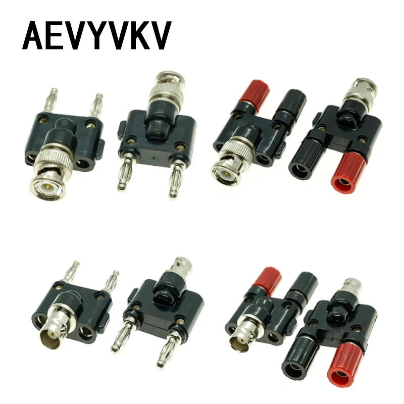 BNC Male Female to Two Dual 4mm Banana Male Female Jack Plug Coaxial Coax Jack Splitter Connector RF Adapter 50ohm BNC Tee Type