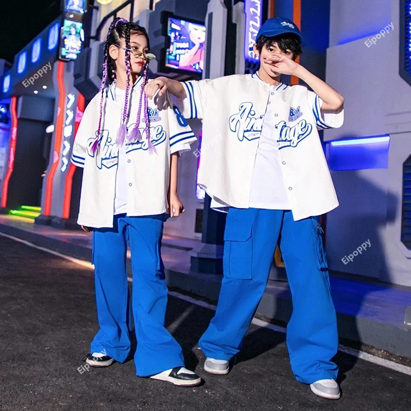 Mädchen Hip Hop cooles Hemd Kostüme Jungen Street Dance Cargo hose Kind Baseball jacke Streetwear Kinder Jazz Jogger Kleidung Sets