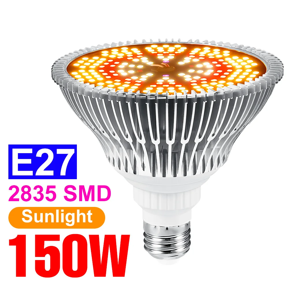 150W E27 Led Full Spectrum Plant Grow Gloeilamp Indoor Bloemzaden Groente Hydrocultuur Groeikast Teelt E14 Ir Uv-Lamp