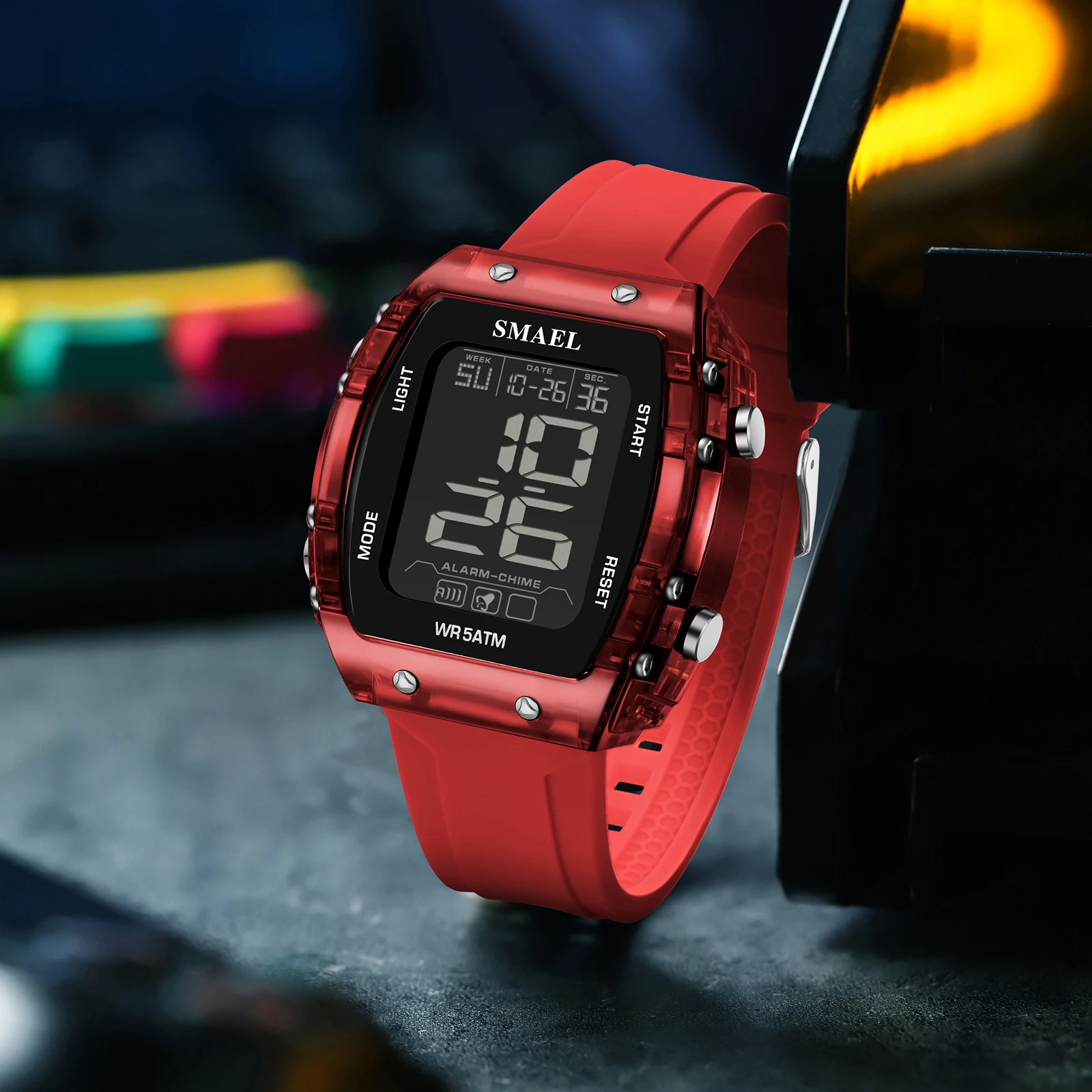 Smael New Watch Fashion 8108 Single Display Square Dial Waterproof 5Bar Alarm Shock Resistant For Men Watch