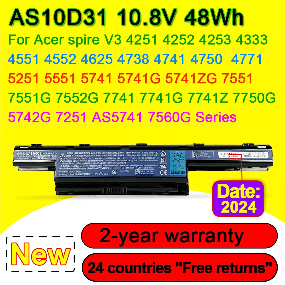 AS10D31 Battery For Acer Aspire 4251 4252 4253 4551 4552 4625 4741 4750 5551 5741 Laptop Batteries AS10D41 AS10D51 10.8V 4400mAh