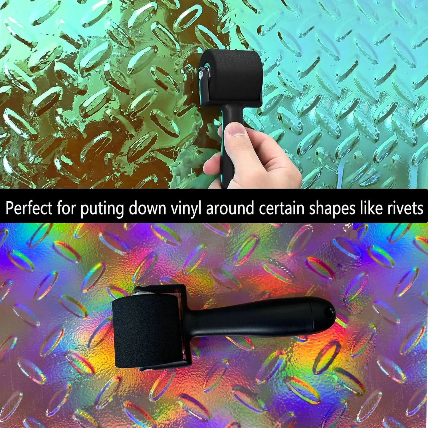 FOSHIO 2pcs Heat-Resistent Sponge Seam Rolling Squeegee Car Wrap Vinyl Application Rivet Rolle Wallpaper Smoothing Handheld Tool