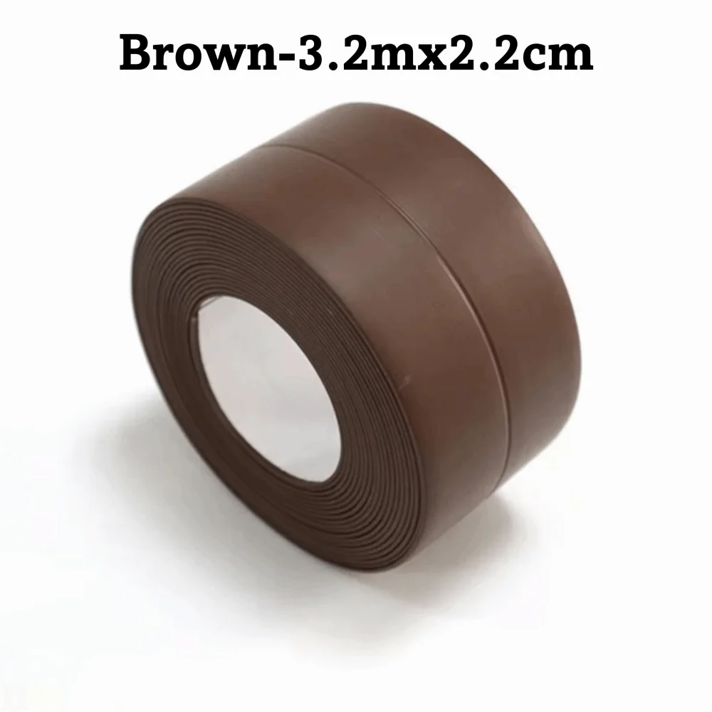 Tape Caulk Strip PVC Sealing Tape Seal Gap Self Edge Self Adhesive Strip 3.2M Length Durable Waterproof Tape