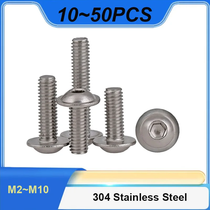 Hex Socket Button Head Screws with Flange Washer for Bike Motorcycle Scooter ATV Moped Plastic Cover 304 Stainless Steel