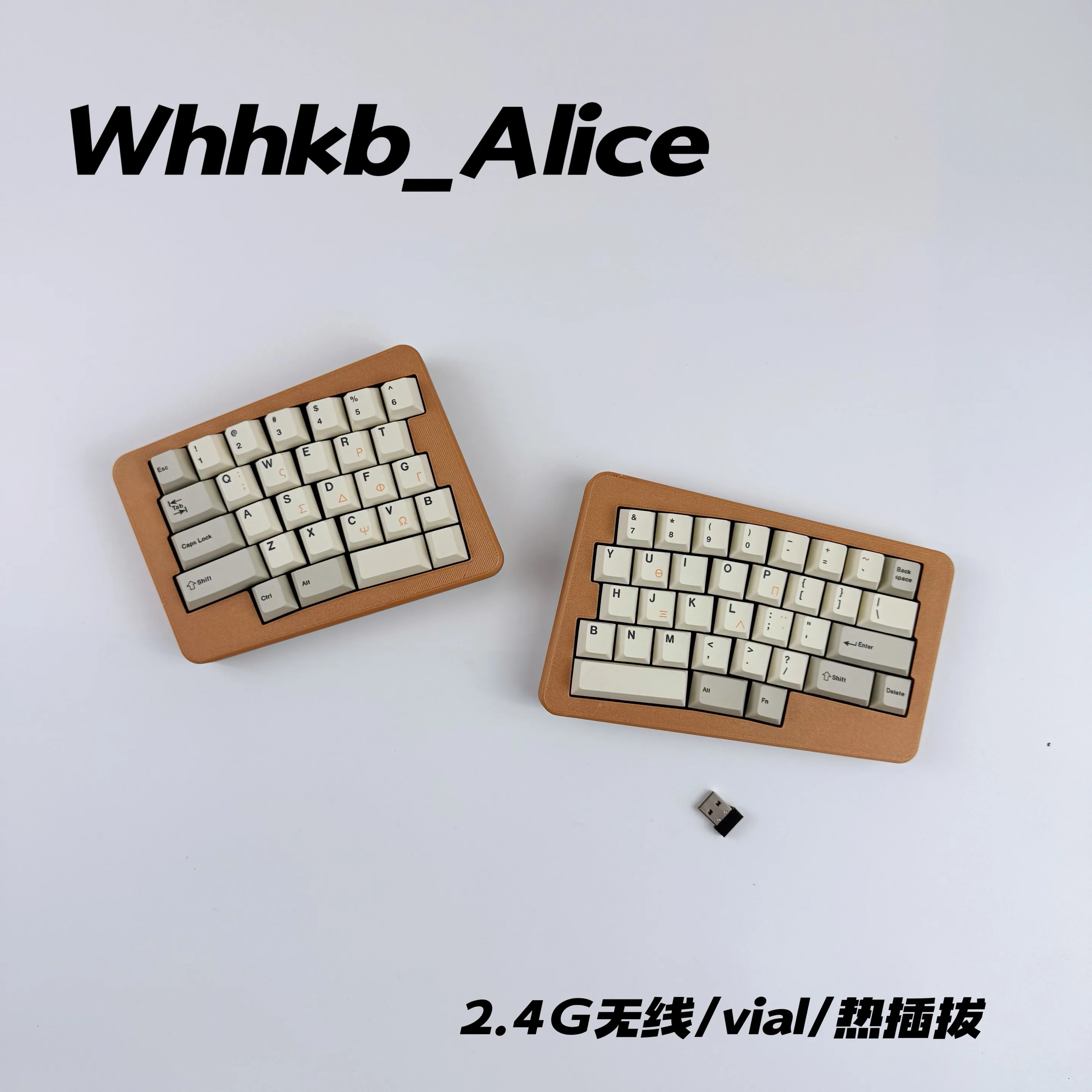 

WHHKB Alice 2.4G Wireless Split Mechanical Keyboard 3D Print Case Hot Pluggable MX Separate Keyboard Ergonomics Support VIAL