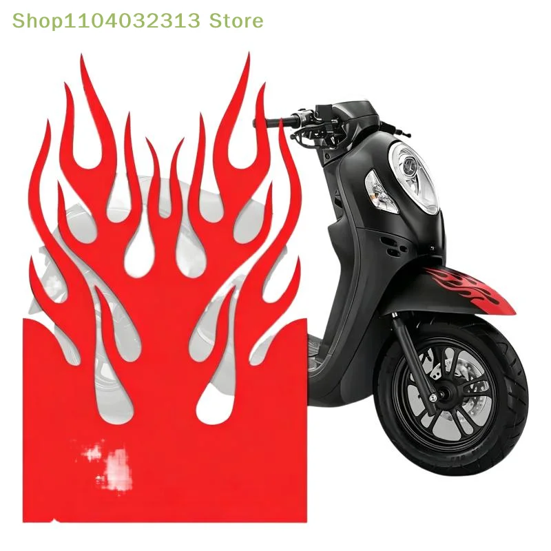 petite1PC Waterproof Motorcycle Reflective Sticker Racing Stripes Decal Flame Decoration For Motorcycle Electric Scooter view 3
