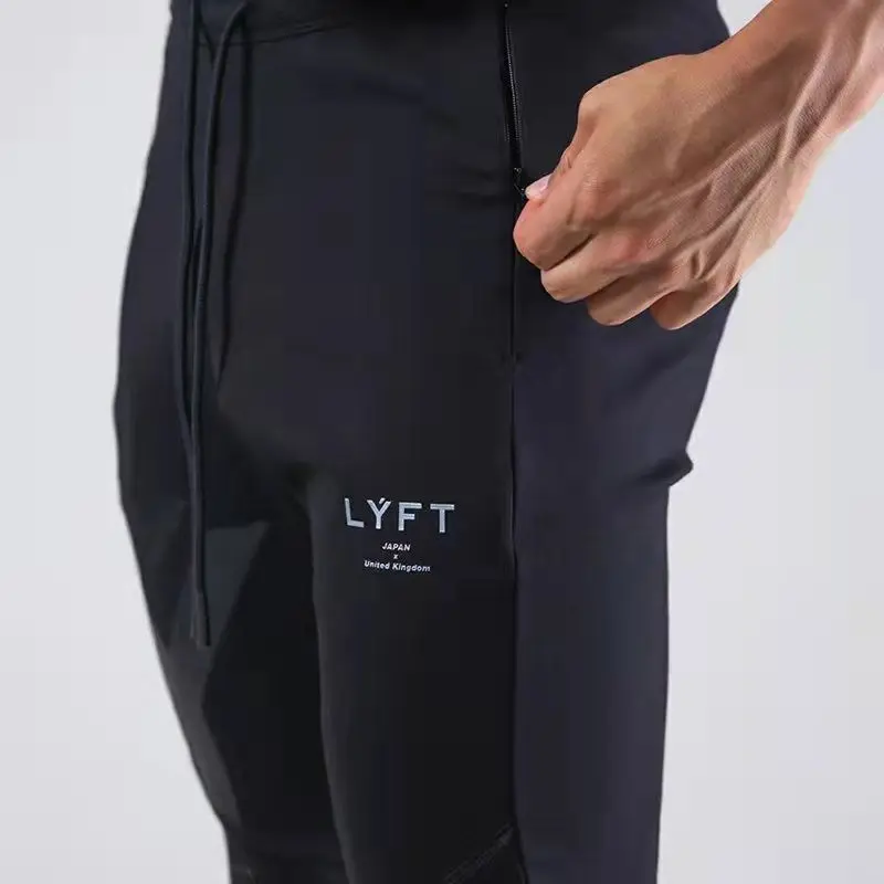 LYFT Fitness Pants for Men\'s Spring and Autumn New Breathable Sports and Casual Pants Slim Fit, Small Foot Zipper Guard Pants