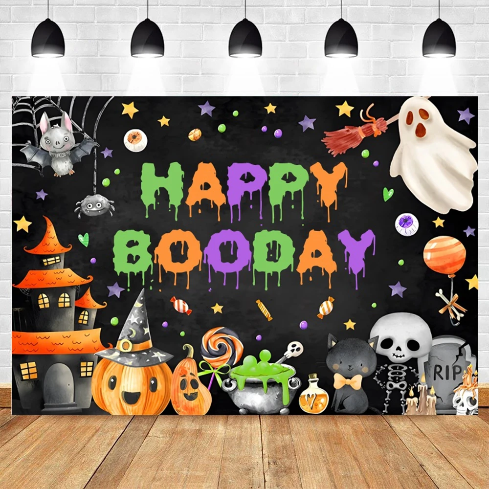 Halloween Photography Backdrop Spooky Moon Night Pumpkin Lantern Horror Party Kids Birthday Decor Background Photo Studio Props