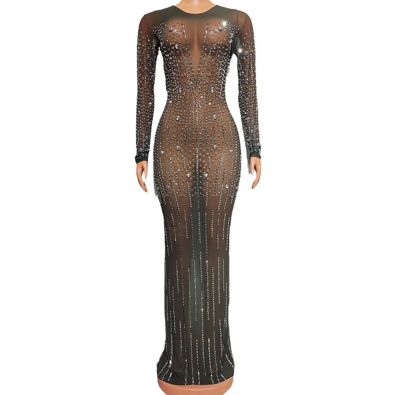 Customized Summer New Black Perspective Dress Sexy Temperament Bar Nightclub Model Catwalk Singer Costume