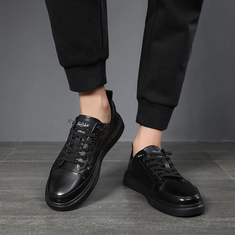 Echt Lederen Herenschoenen 2024 Nieuwe Zakelijke Formele High-End Feelcasual Woon-Werkverkeer Casual Luxe Sociale Herenschoenen