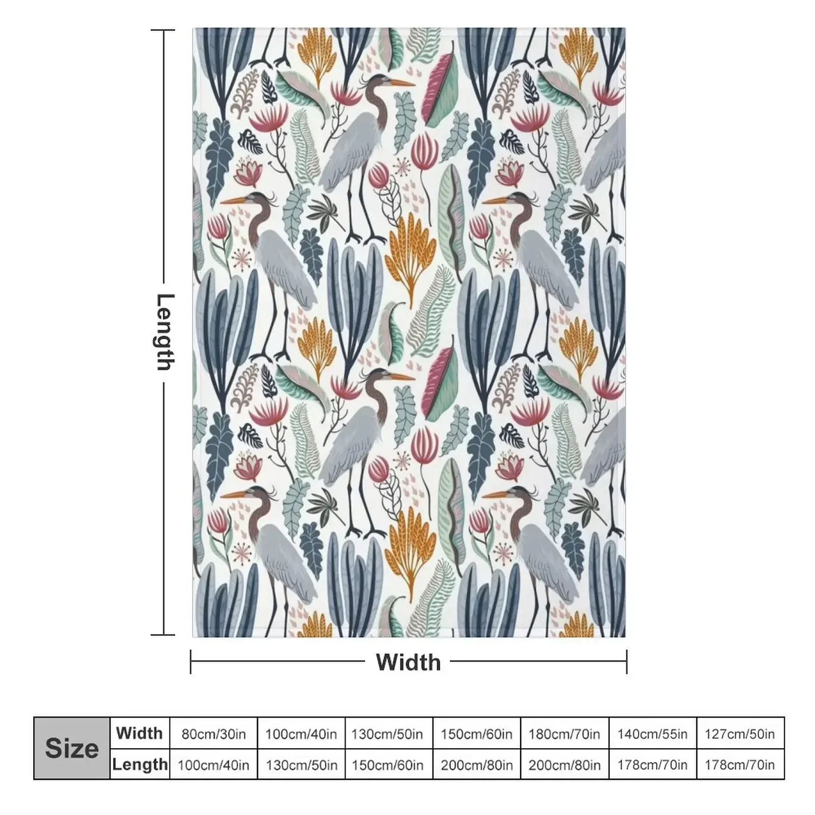 Heron and plants Throw Blanket Thin Single Flannel Beautifuls Heavy Comforter Blankets