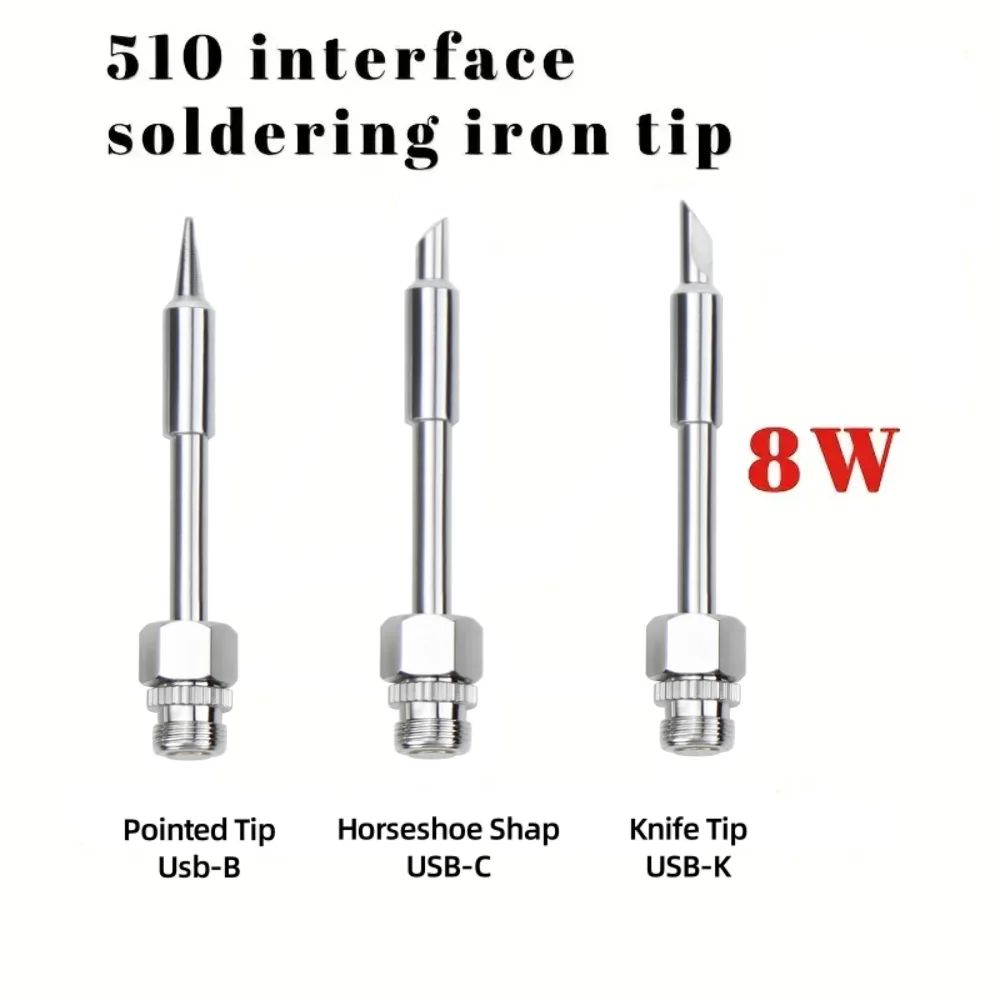 1pcs 510 Interface Soldering Iron Head Mini Portable Soldering Iron Tip Accessories Tool 8W USB Solder Tip