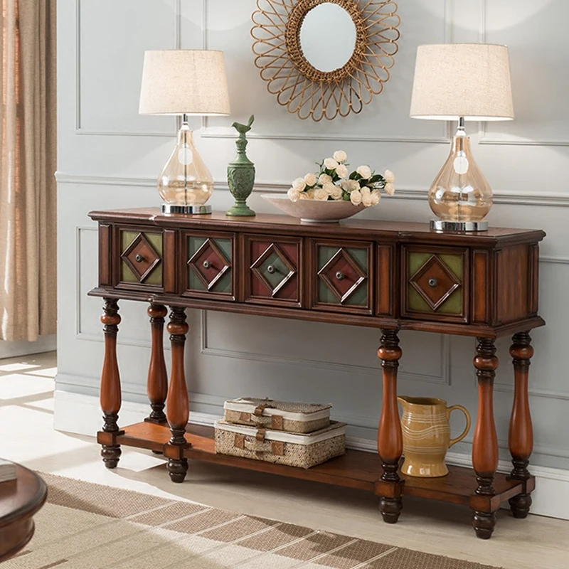 

Tables Beauty Vintage Luxury Premium Console Console Tables Mid Century American Retro Metal Handle Bureau Furniture Living Room