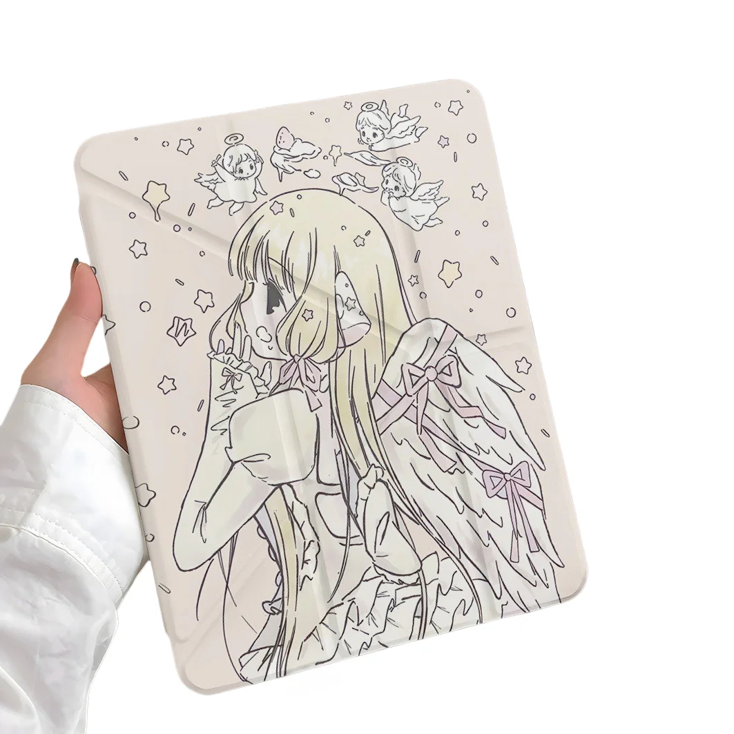 

Чехол для планшета Angel Girl Pen Slot для Mini7 6, iPad Pro 2024 2022 2021 2020 2019 2018 2017 11 10 9 8 7 6 5 Air7 6 5 4 3 2 1 Cover