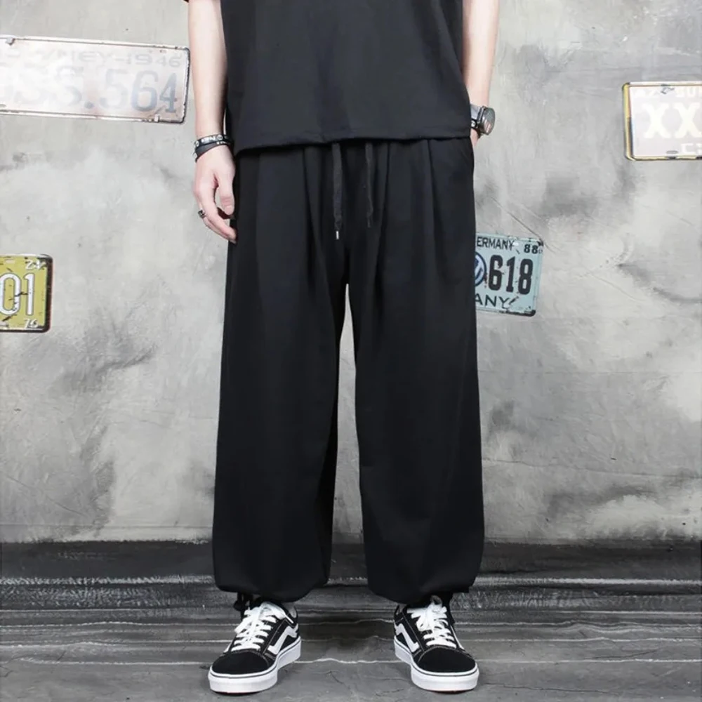 

Мужские летние брюки-палаццо XS-5XL, однотонные, в американском ретро-стиле, модные, повседневные, свободные, простые, для уличной моды