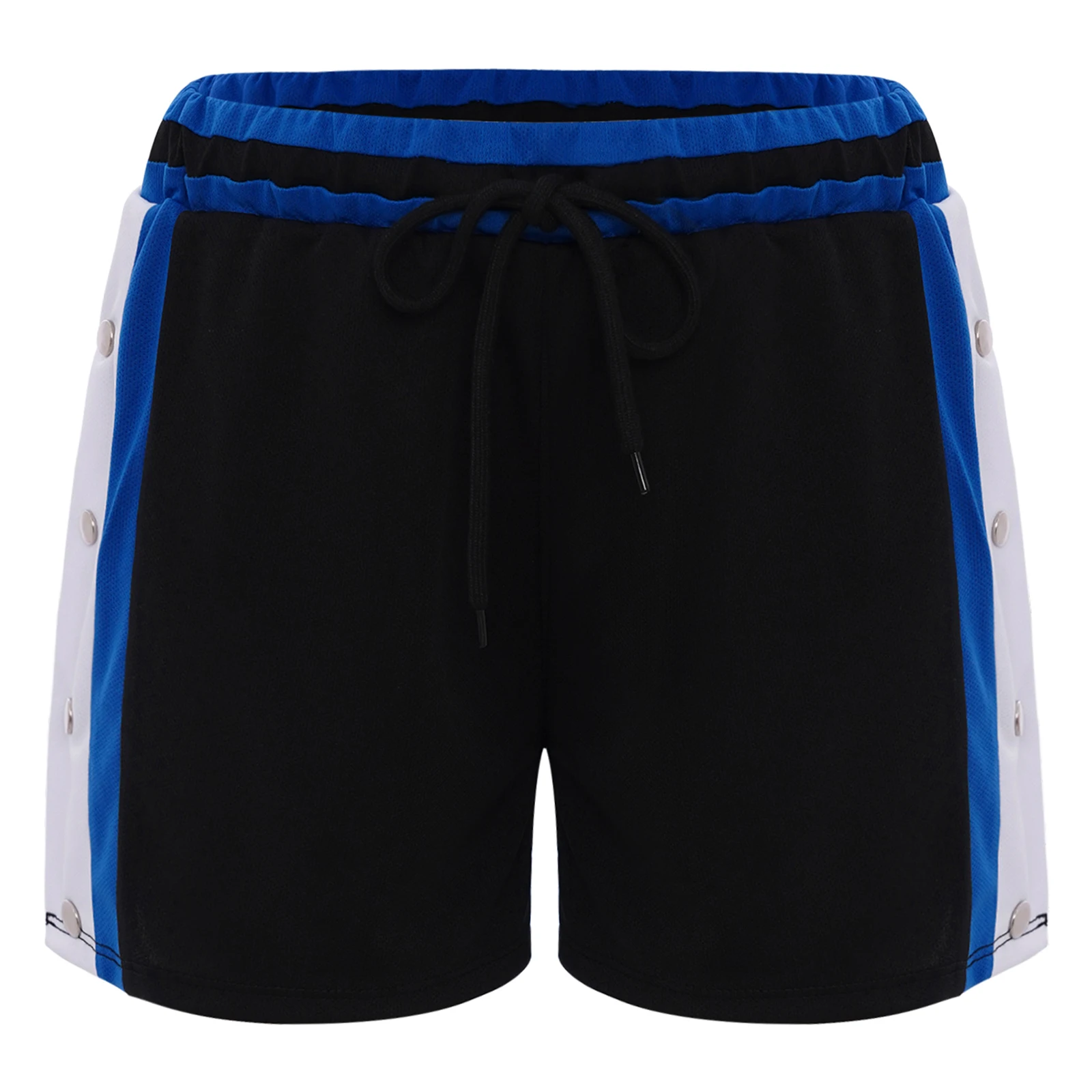 New Kids Tear Away Basketball Shorts Drawstring Elastic Waistband Press Button Side Split Contrast Color Workout Sports Shorts