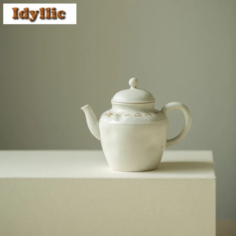 

Wabi Sabi Style Handwritten Poetry Teapot Antique Tea Infuser Pot Tea Brewing Kettle With Ball Hole Teaset Supplies Decoration