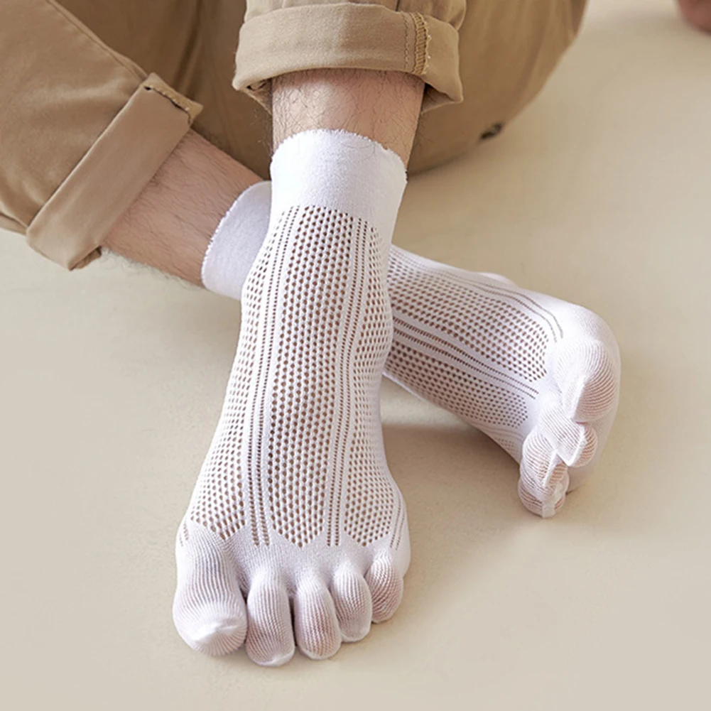 Men's Tube Socks See Through Socks Thin Sheer Business Toes Formal Breath Dress Socks Hombre Sports Split Toe Stocking Causal