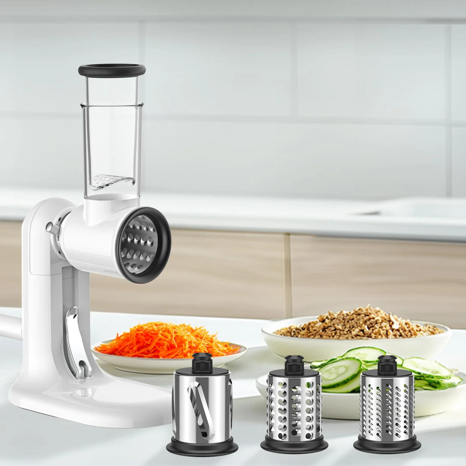 

Роторная терка для сыра Gvode, ручная рукоятка, кухонная овощерезка с 3 лезвиями, в комплект входит терка для сыра, шлифовальный порошок