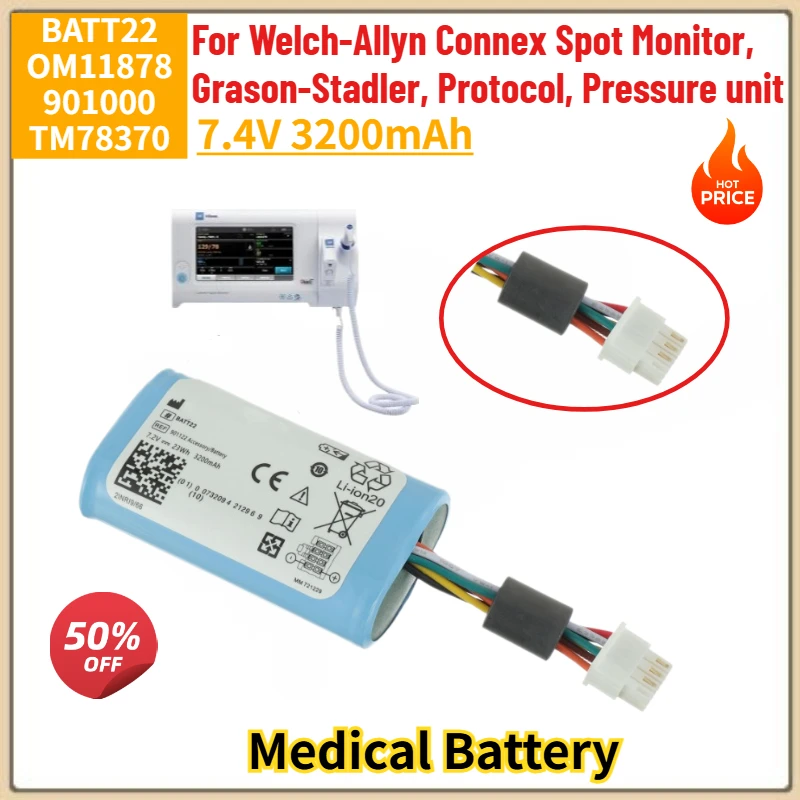

For Welch-Allyn Connex Spot Monitor,Protocol, Pressure Unit,Grason-Stadler Brand New BATT22 OM11878 901000 TM78370 Battery