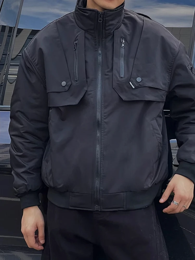 سترة طيران أمريكية كلاسيكية من القطن، معطف عمل قصير للرجال، سترة شتوية سميكة، ياقة واقفة، ألياف بوليستر نظيفة وملائمة.