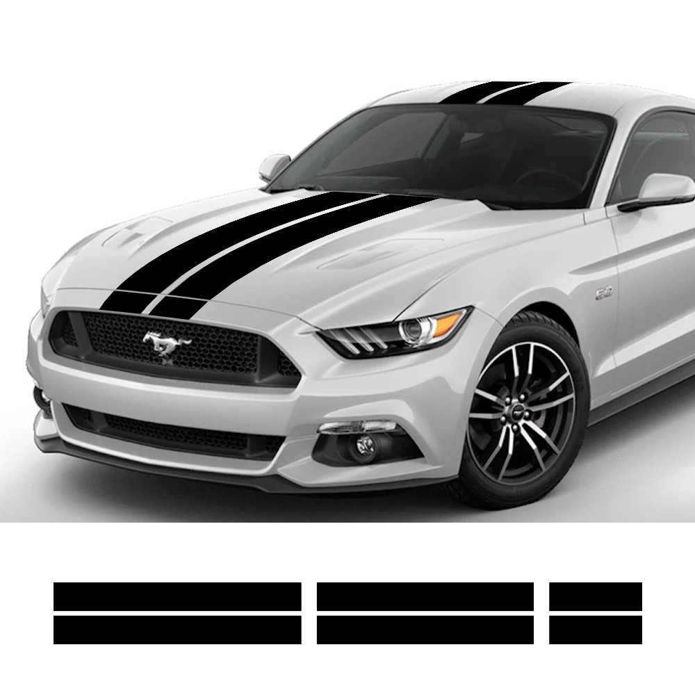 3Pcs Car Stickers Auto Hood Bonent Roof Tail Decor Decal Graphics Stripes Kit Vinyl Tuning Cover For Ford Mustang GT500 GT350 GT