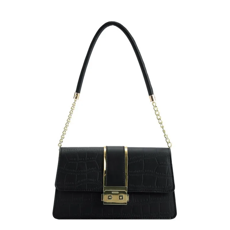 

Роскошная женская сумка через плечо с крокодиловым узором, из искусственной кожи, с цепочкой и металлической пряжкой, модный клатч для вечеринок