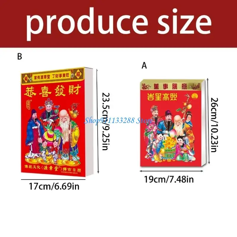 

G88D 2026 Hanging Wall Paper Calendar Traditional Chinese Calendar Year of Horse Calendar with Tearable Daily Page