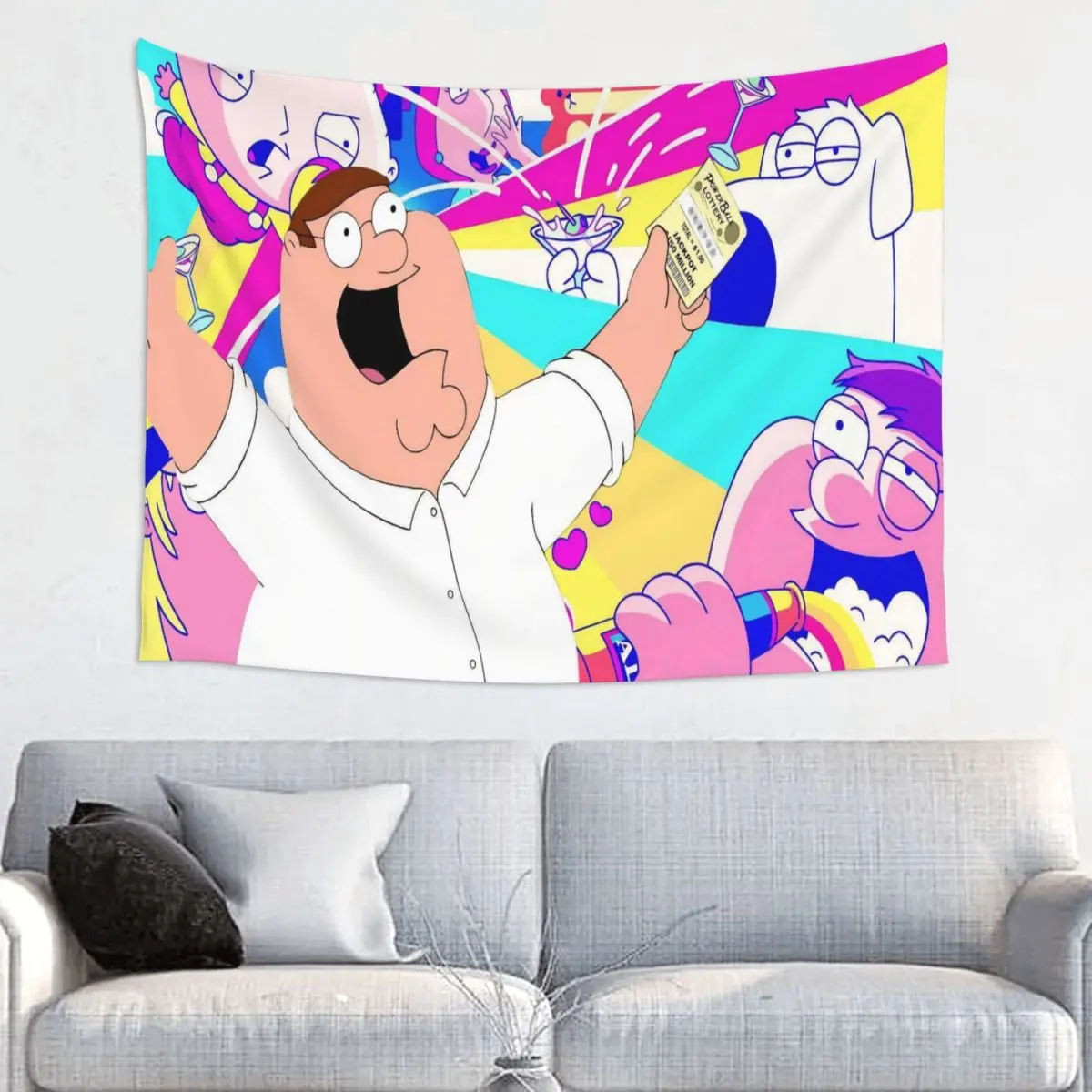 Familys Guys Anime Tapestry Hippie Polyester Wall Hanging Peter Wall Decor Curtain Psychedelic Tapestries