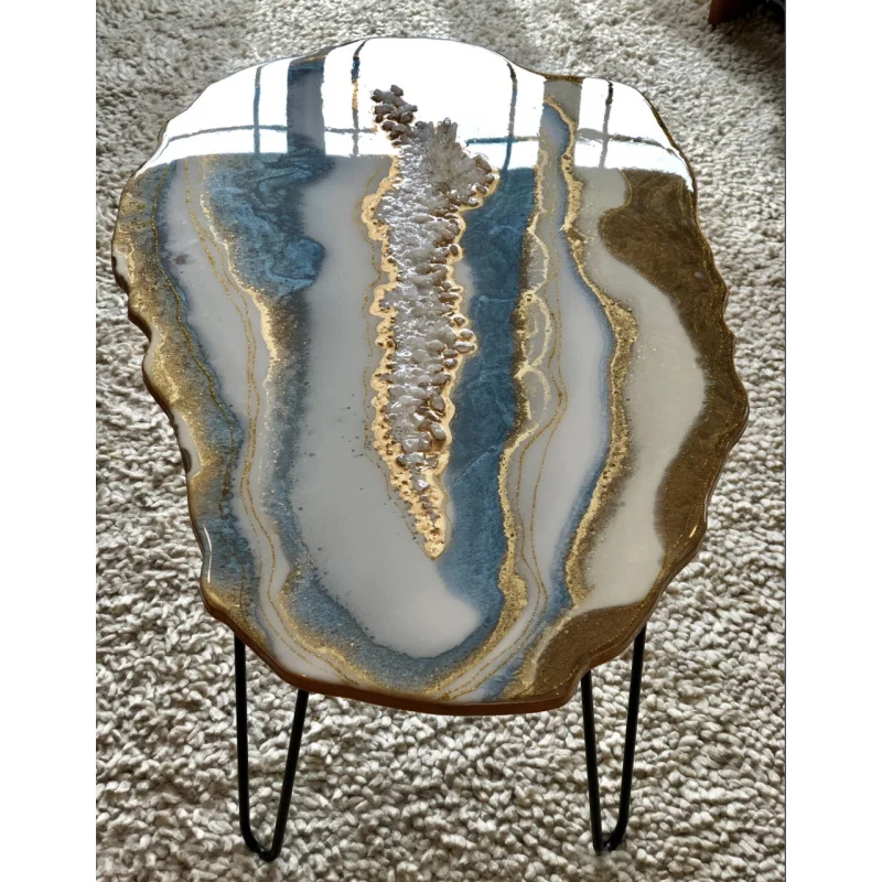 custom.Design Marble Solid Wood Walnut Slab Epoxy Resin Top Foldable Convertible Modern Dining Table Hotel and Scho