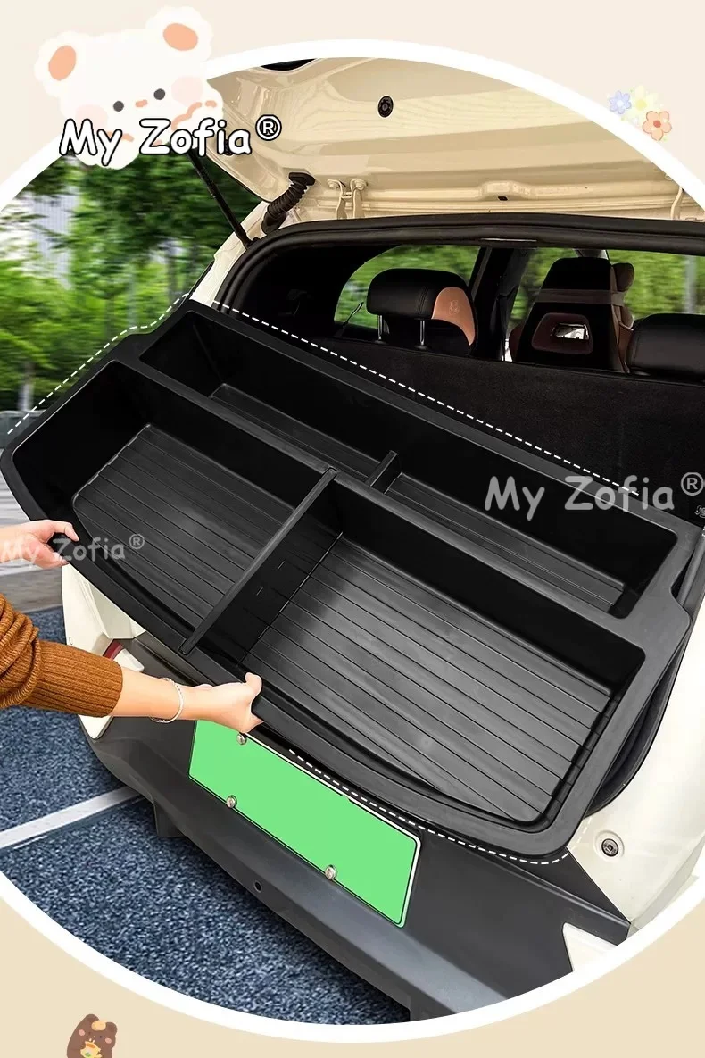 For BYD Dolphin Mini Seagull 2024 2025 Car Trunk Storage Box ABS Durable Trunk Car Accessories Interior Stowing Tidying
