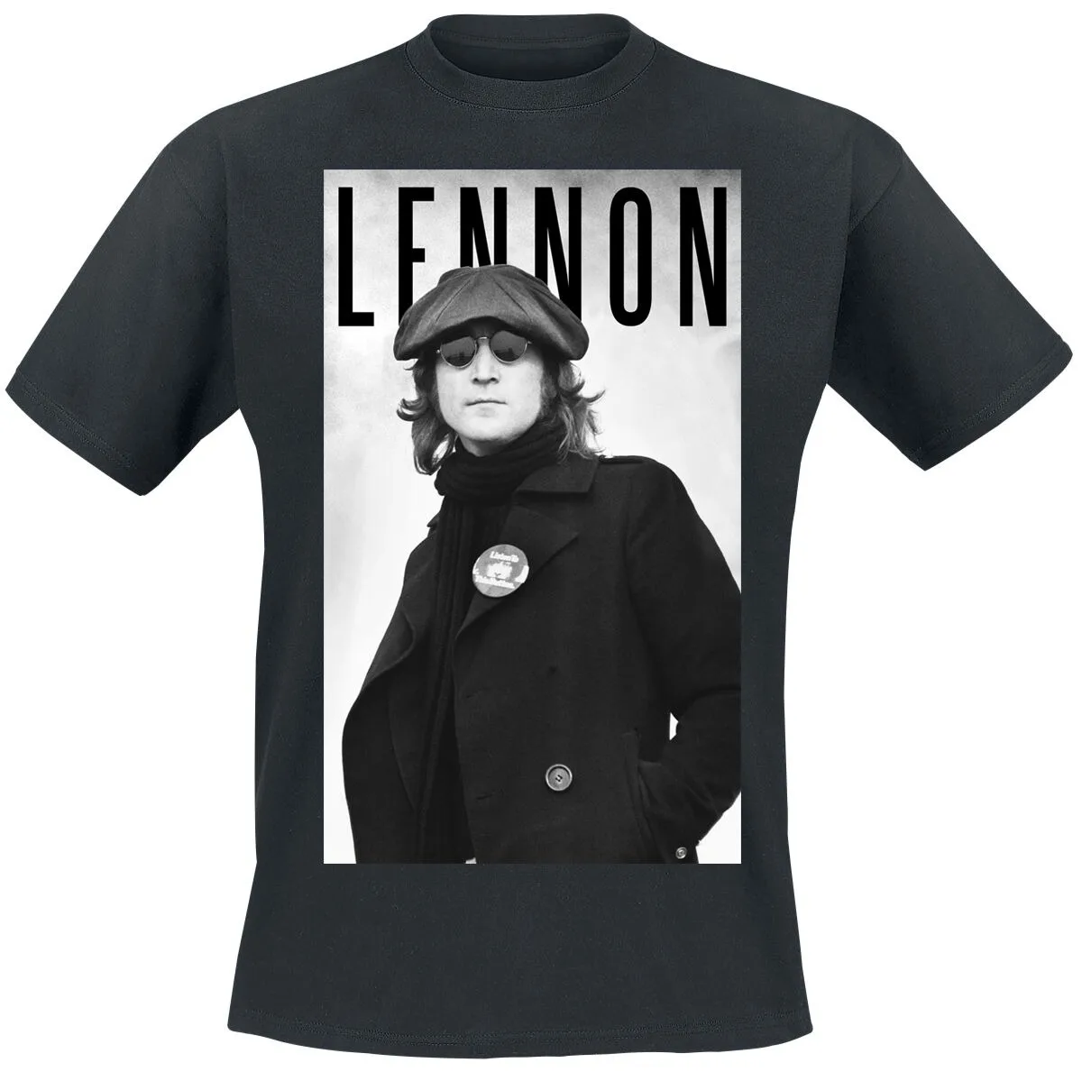 تي شيرت برقبة دائرية مع صورة جون لينون الكلاسيكية الإبداعية - رسومات مستوحاة تتميز بفن الروك للمحبيين