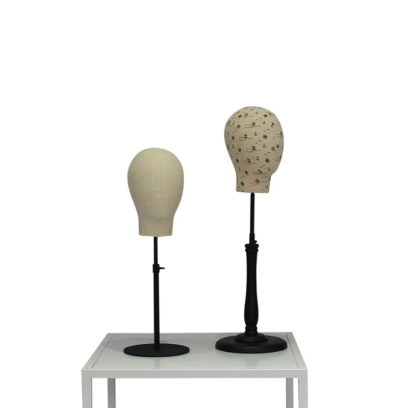 Adjustable Fabric Covered Children Mannequin Head for Hat Wig Scarf Display with Stand