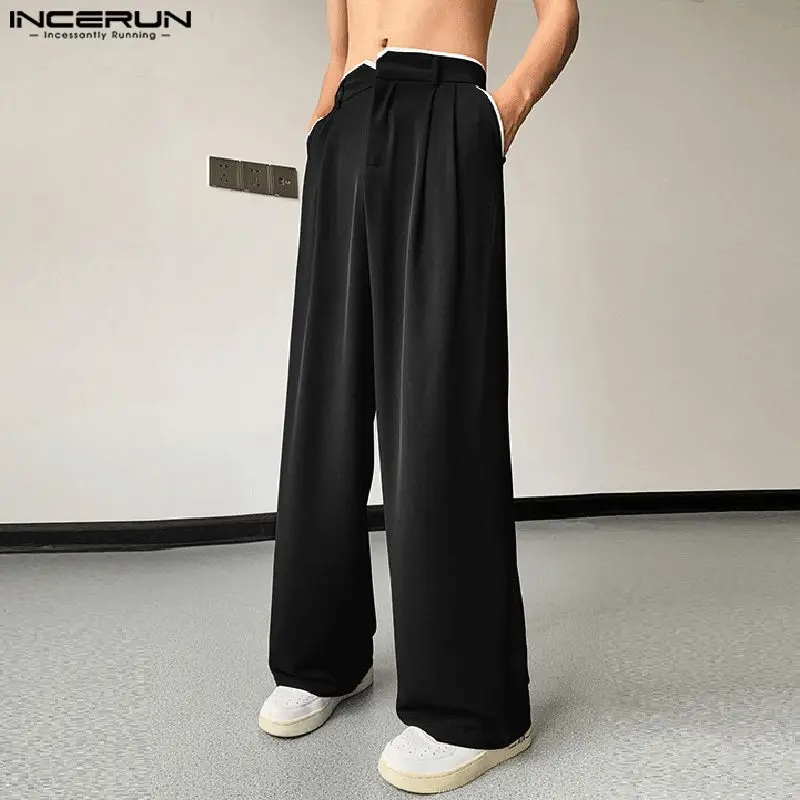 Incerun 2024 koreanischen Stil Herren Pantalons Mode High Street Design Hose lässig drapieren weites Bein gerades Bein lange Hosen S-5XL