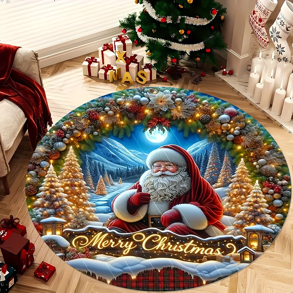 Christmas Round Rugs: Gingerbread House, Nutcracker, Snowy Tree & More! Bedroom room floor mats New Year home decoration