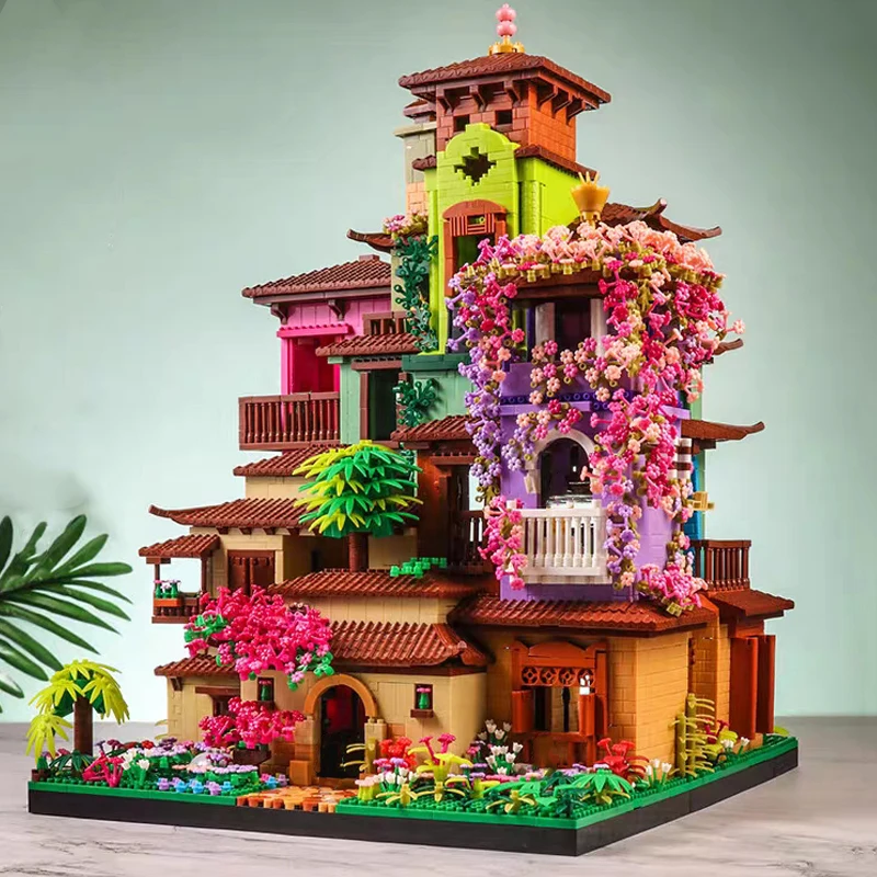 LHCX 818 Światowa Architektura Magiczny Dom Lekka Willa Wymarzony Kwiatowy Ogród Trawa DIY Mini Diamentowe Klocki Cegły Zabawka Budowlana Bez Opakowania