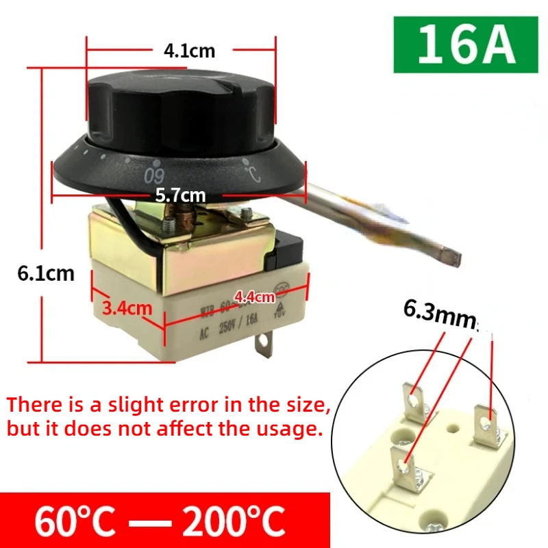 Air fryer electric Fryer Thermostat Switch 60-200°C adjustment Temperature control switch Electric oven thermostat controller