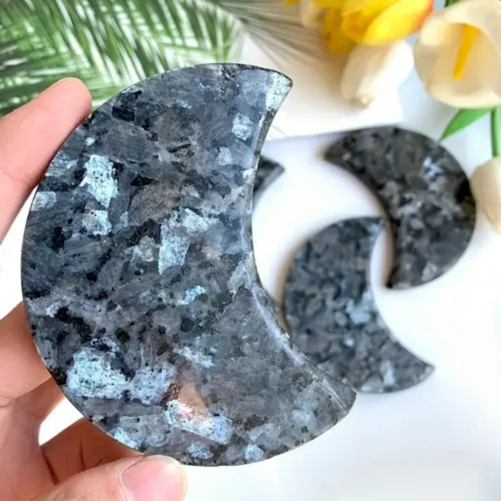 Lote de cabujones de luna con piedras preciosas de larvikita, luna creciente, larvikita, luna de cristal larvikita a granel, venta al por mayor, 1 ud.