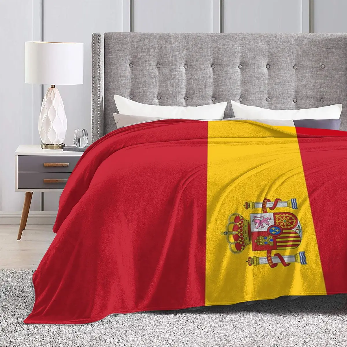 Spain Flag Blanket Soft Warm Flannel Throw Blanket Bedspread for Bed Living room Picnic Travel Home Couch