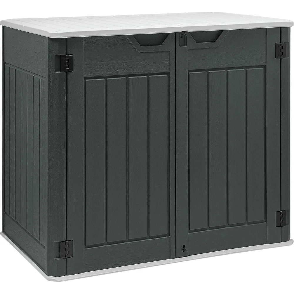 

Large Outdoor Horizontal Storage Shed, 47 cu ft Resin Tool Shed w/o Shelf, Waterproof Outdoor Storage with Floor