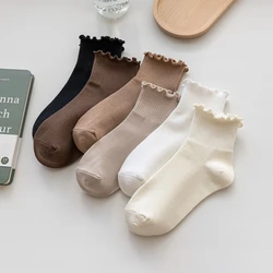 2 Pairs Fashion Korean Japanese Harajuku Cute Cotton Socks Women Spring Summer Girl Solid Color Ladies Short Sock Set For Women