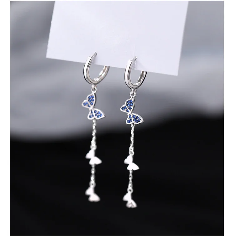 925 Silver Minimalist Diamond Effect Butterfly Hoop Earrings For Women Unisex Party Jewelry Gift