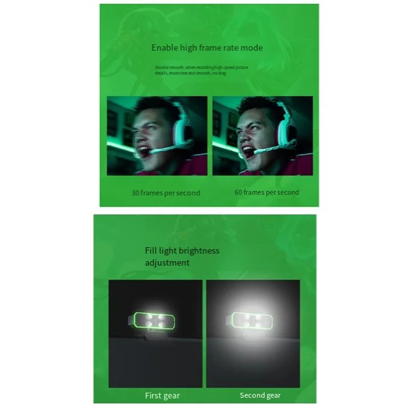Efficient Fill Light Webcam Microphone Gaming USB Camera 60Fps Computer 1080P